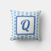 Coussin Monogramme Nom de Famille Bleu Clair Point Initial (Recto)
