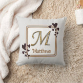 Coussin Monogramme Nom de Famille Initiale Or Coeurs Bijou (Couverture)