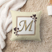 Coussin Monogramme Nom de Famille Or Initial Cœur Bijou (Couverture)
