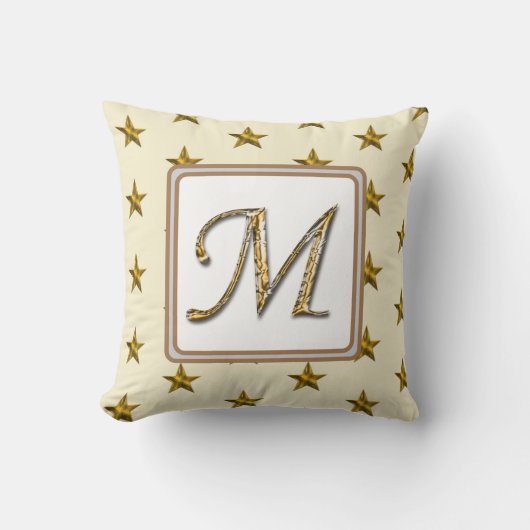 Coussin Monogramme Nom Gold Silver Stars Initial (Recto)
