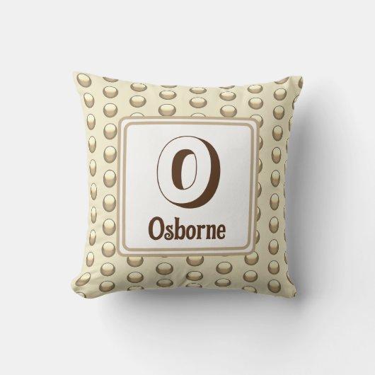 Coussin Monogramme Nom Initial Gold Polka Dot Keepsaké (Recto)