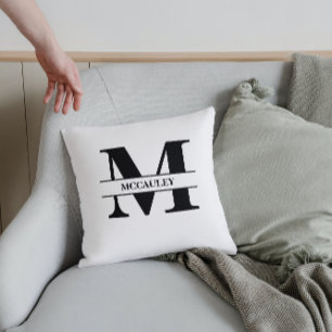 Coussin Monogramme Nom initial Mariage personnalisé