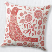 Monogramme Oiseau rouge blanc