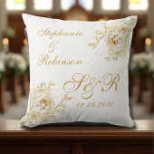 Coussin Monogramme or Floral Logo Mariage Kneeling