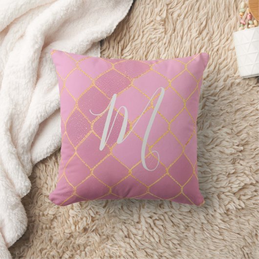 Coussin Monogramme or rose moderne (Couverture)
