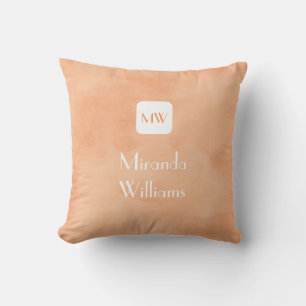 Coussin Monogramme orangé à chair simple et chic avec no