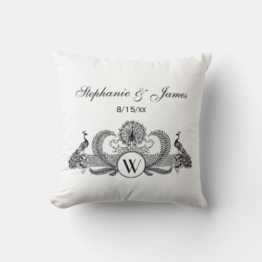Coussin Monogramme Paons Vintage (Recto)