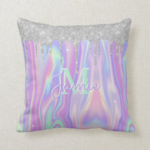 Coussin Monogramme Parties scintillant d'argent métallurg