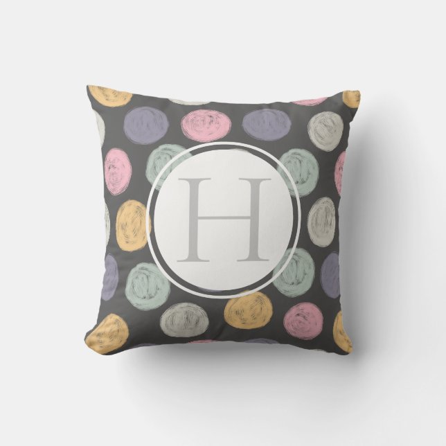 Coussin monogramme pastel coloré artistique (Recto)