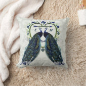 Coussin Monogramme PEACOCK HEART Mariage Anniversaire Pers (Couverture)