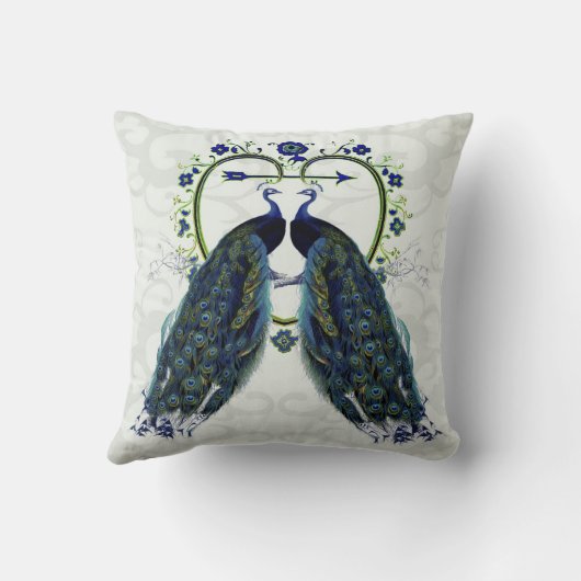 Coussin Monogramme PEACOCK HEART Mariage Anniversaire Pers (Verso)