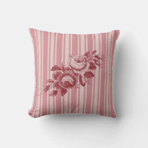 Coussin Monogramme personnalisable avec Roses de chou rose