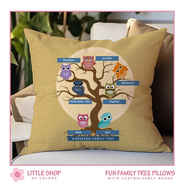 Coussin Monogramme personnalisable d'arbre généalogique (Créateur téléchargé)