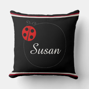 Coussin Monogramme personnalisable de coccinelle 20 x 20