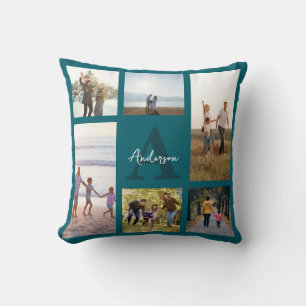 Coussin Monogramme personnalisé 6 Collage photo