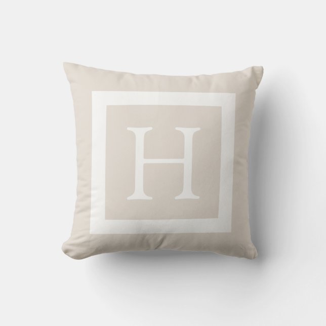 Coussin Monogramme personnalisé beige (Recto)