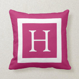 Coussin Monogramme personnalisé Berry Pink