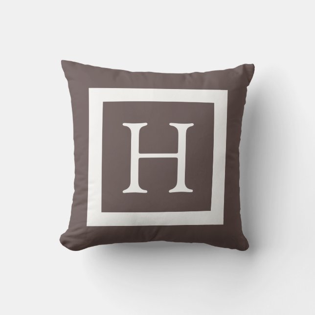 Coussin Monogramme personnalisé blanc Brown (Recto)