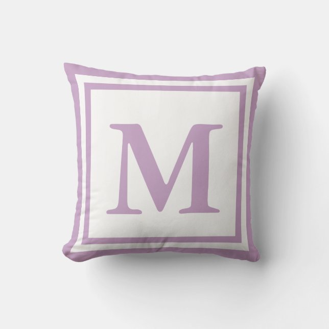 Coussin Monogramme personnalisé blanc et Lilac (Recto)