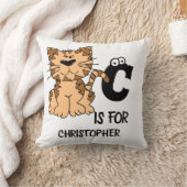 Coussin monogramme personnalisé C est pour chats chaton ch (Couverture)