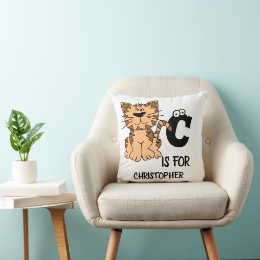 Coussin monogramme personnalisé C est pour chats chaton ch (Chaise)