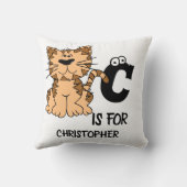 Coussin monogramme personnalisé C est pour chats chaton ch (Verso)