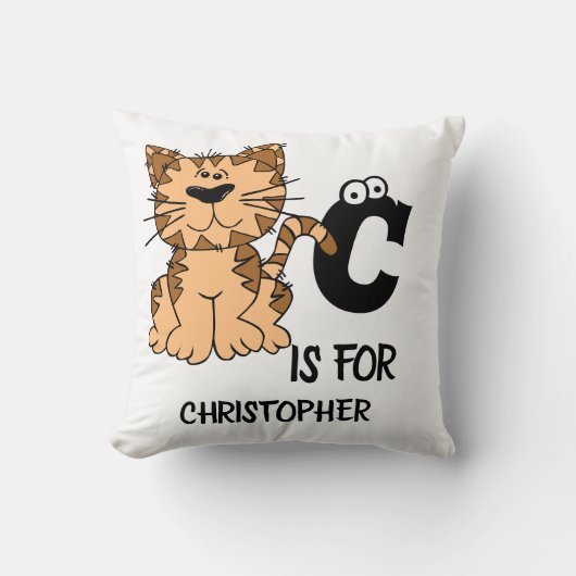 Coussin monogramme personnalisé C est pour chats chaton ch (Recto)