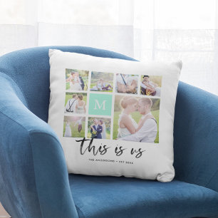 Coussin Monogramme personnalisé Collage photo This is Us