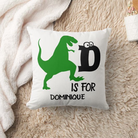 Coussin Monogramme personnalisé D pour Dinosaur mignon T R (Couverture)