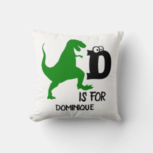 Coussin Monogramme personnalisé D pour Dinosaur mignon T R