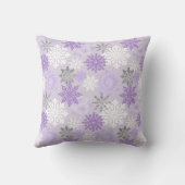 Coussin Monogramme personnalisé de flocon de neige violet (Verso)