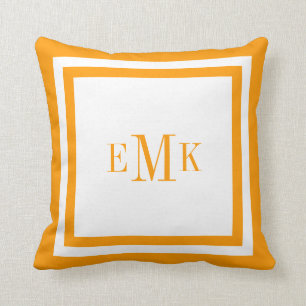 Coussin Monogramme personnalisé des points de ruban orange