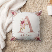 Coussin Monogramme personnalisé en or rose avec initiale A (Couverture)