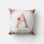 Coussin Monogramme personnalisé en or rose avec initiale A (Recto)