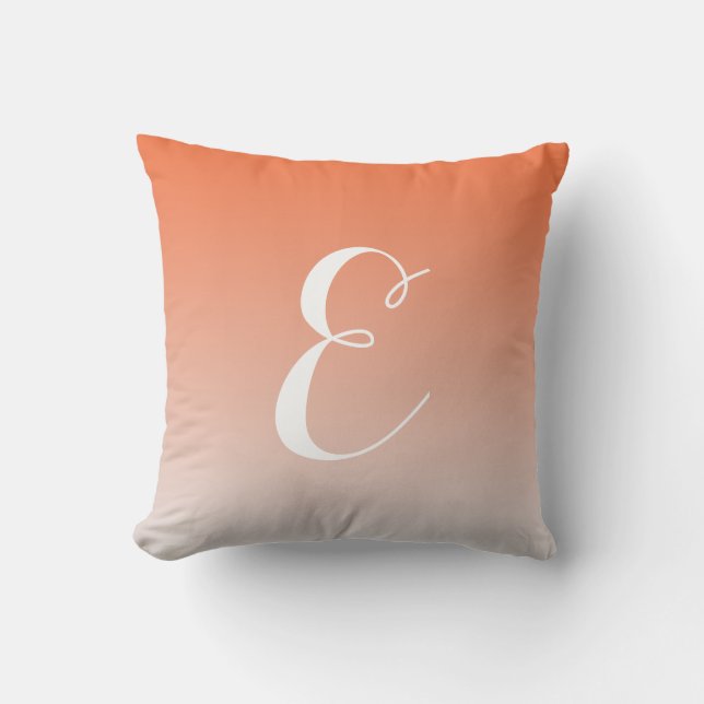 Coussin Monogramme personnalisé Fille moderne orange Ombre (Recto)