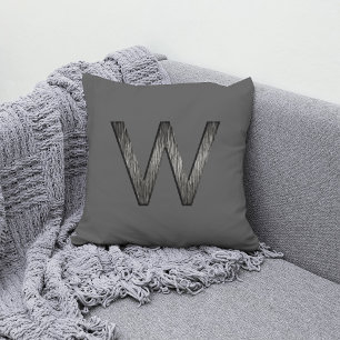 Coussin Monogramme personnalisé gris simple et élégant