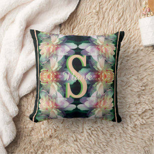 Coussin Monogramme personnalisé Initial Nom Art de Pivoine
