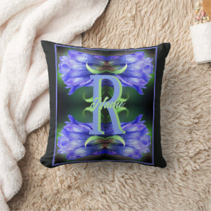 Coussin Monogramme personnalisé initial nom Gentiane Art f