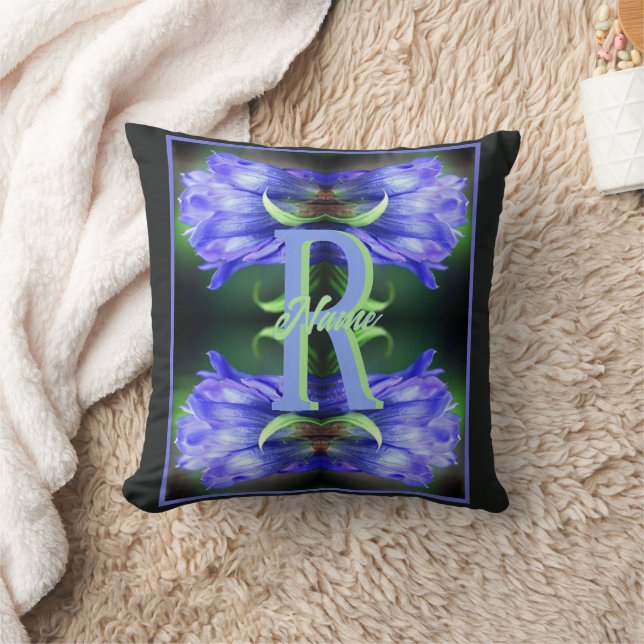 Coussin Monogramme personnalisé initial nom Gentiane Art f (Couverture)