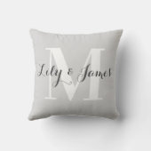 Coussin Monogramme personnalisé Mariage gris-blanc (Verso)