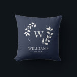 Coussin Monogramme personnalisé Marine bleu initial<br><div class="desc">Monogramme personnalisé Marine bleu initial</div>