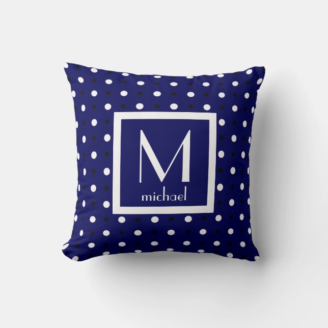 Coussin Monogramme personnalisé mignon, bleu marine avec P (Recto)
