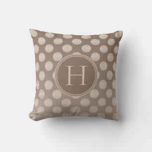 Coussin Monogramme personnalisé Mocha Pois Gradient