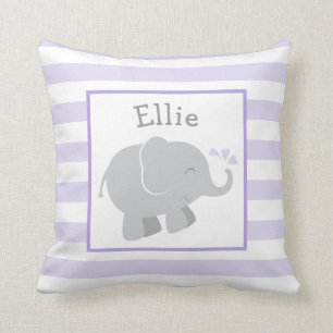 Coussin Monogramme personnalisé moderne avec éléphant viol