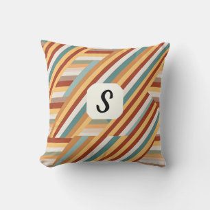 Coussin Monogramme personnalisé Moderne les années 70 géom