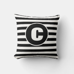 Coussin Monogramme Personnalisé Noir Et Blanc