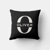 Coussin Monogramme Personnalisé Nom Noir Et Blanc (Verso)