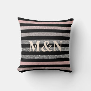 Coussin monogramme personnalisé parties scintillant vintag