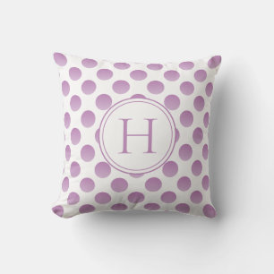 Coussin Monogramme personnalisé Pois Lilac