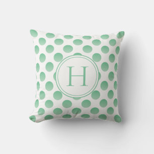 Coussin Monogramme personnalisé Pois vert Pastel